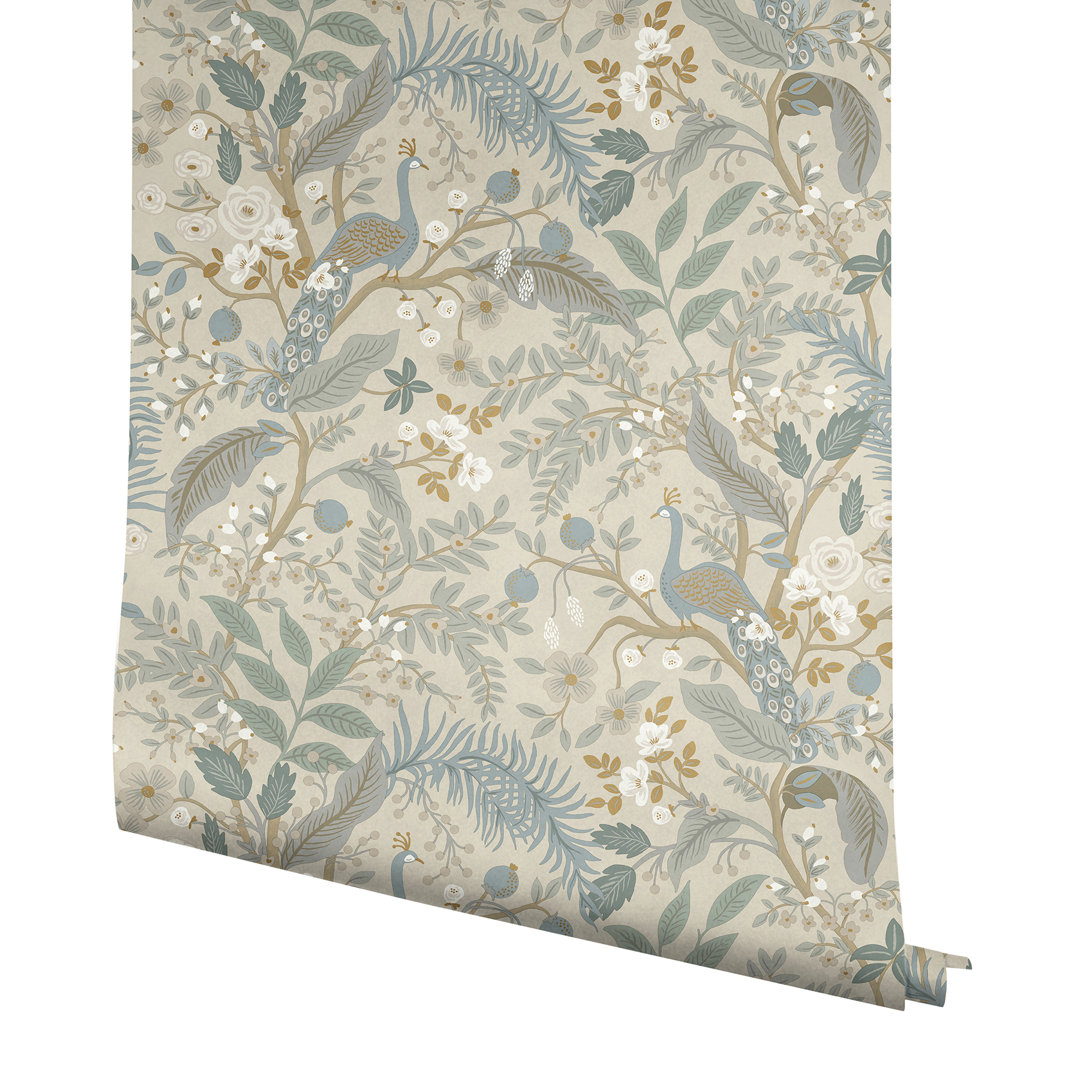 Peacock Garden Navy Peel and Stick Wallpaper
